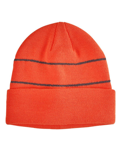 Big Accessories Reflective Cuffed Beanie BA535 #color_Neon Orange