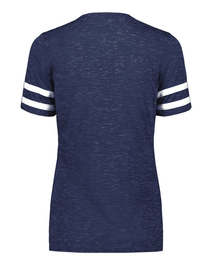 Holloway Women's Eco Revive™ Monterey V-Neck T-Shirt 223245 #color_Navy Heather/ White