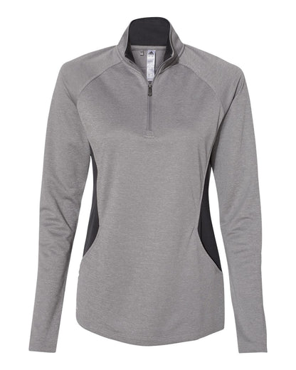 Adidas Women's Lightweight Quarter-Zip Pullover A281 #color_Grey Three Heather/ Carbon