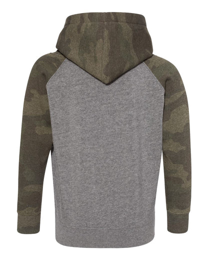 Independent Trading Co. Toddler Special Blend Hooded Raglan Sweatshirt PRM10TSB #color_Nickel Heather/ Forest Camo