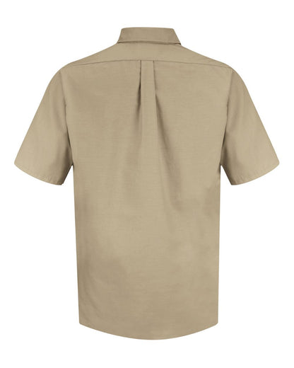 Red Kap Men's Tall Poplin Short Sleeve Dress Shirt SP80T #color_Khaki