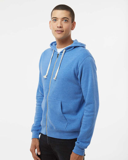J. America Men's Triblend Full-Zip Hooded Sweatshirt 8872 #colormdl_Cool Royal Triblend