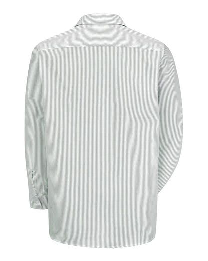 Red Kap Men's Premium Long Sleeve Work Shirt SP10 #color_GW-White/ Green Stripe
