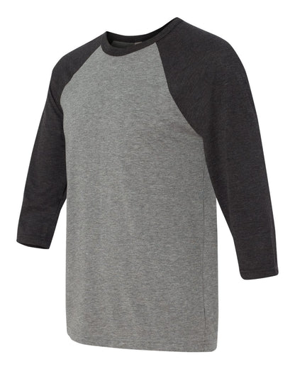 BELLA + CANVAS Three-Quarter Sleeve Baseball Tee 3200 #color_Grey/ Charcoal Black Triblend