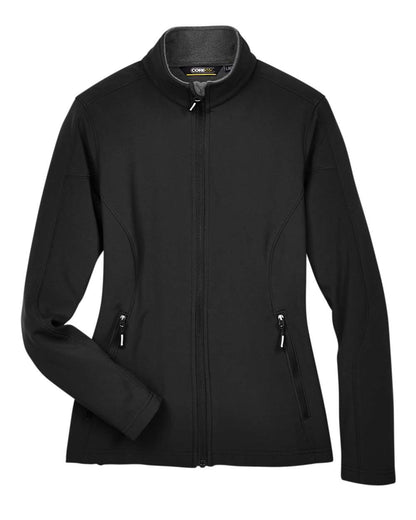CORE365 Women's Cruise Two-Layer Fleece Bonded Soft Shell Jacket 78184 #color_Black