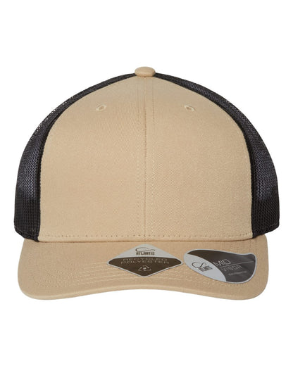 Atlantis Headwear Sustainable Trucker Cap BRYCE #color_Khaki/ Black