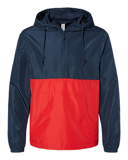 Independent Trading Co. Lightweight Quarter-Zip Windbreaker Pullover Jacket EXP54LWP #color_Classic Navy/ Red