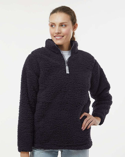 J. America Women’s Epic Sherpa Quarter-Zip Pullover 8451 #colormdl_Black
