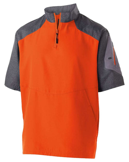 Holloway Unisex Raider Short Sleeve Quarter-Zip Pullover 229545 #color_Carbon Print/ Orange