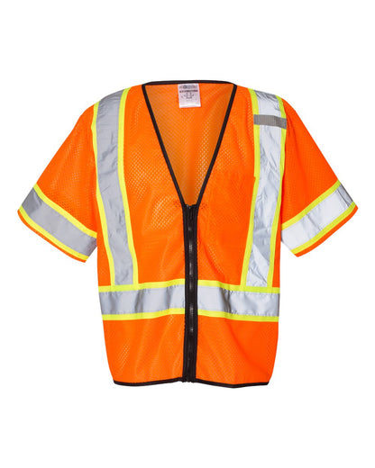 Kishigo Unisex Class 3 Mesh Zippered Vest 1565-1566 #color_Orange