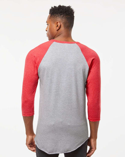 Tultex Fine Jersey Raglan T-Shirt 245 #colormdl_Heather Grey/ Heather Red