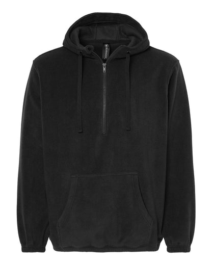 Burnside Polar Fleece Quarter-Zip Hooded Pullover 3600 #color_Black