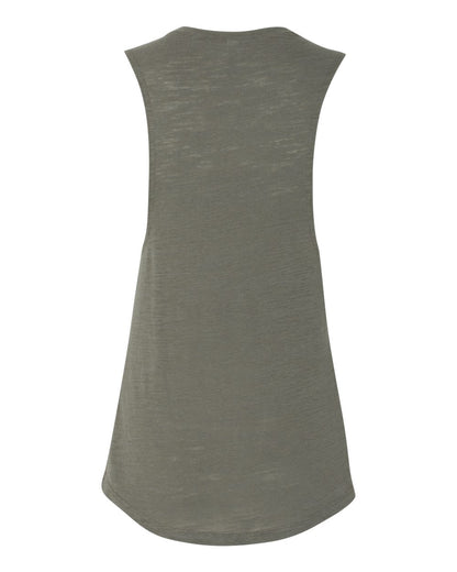 BELLA + CANVAS Women's Flowy Scoop Muscle Tank 8803 #color_Olive Slub