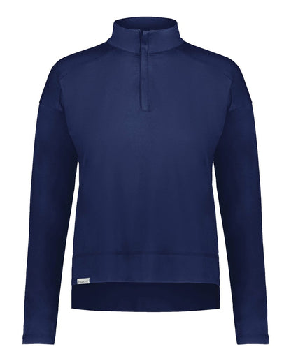 Holloway Women's Eco Revive™ Ventura Soft Knit Quarter-Zip Pullover 223753 #color_Navy
