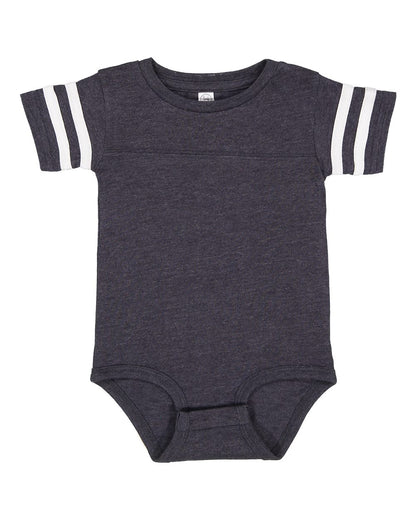 Rabbit Skins Infant Football Fine Jersey Bodysuit 4437 #color_Vintage Navy/ White