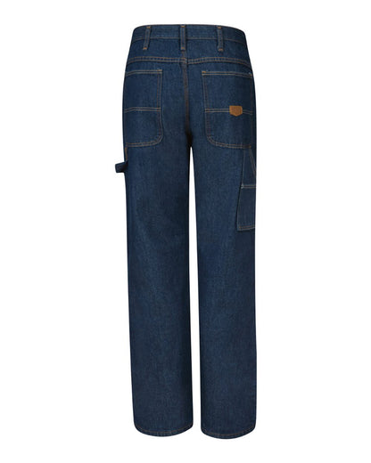 Red Kap Men's Loose Fit Dungaree PD80 #color_Prewashed Indigo - Unhemmed