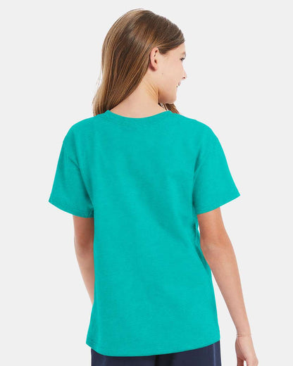 Hanes Essential-T Youth T-Shirt 5480 #colormdl_Athletic Teal