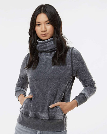 J. America Women’s Zen Fleece Cowl Neck Sweatshirt 8930 #colormdl_Dark Smoke