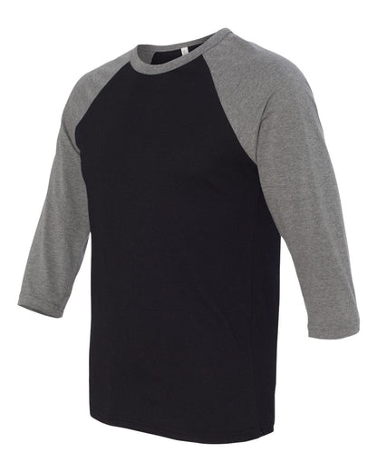 BELLA + CANVAS Three-Quarter Sleeve Baseball Tee 3200 #color_Black/ Deep Heather