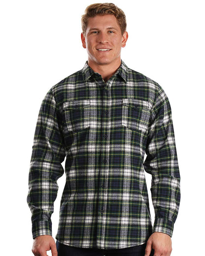 Burnside Yarn-Dyed Long Sleeve Flannel Shirt 8210 #color_Navy/ Green