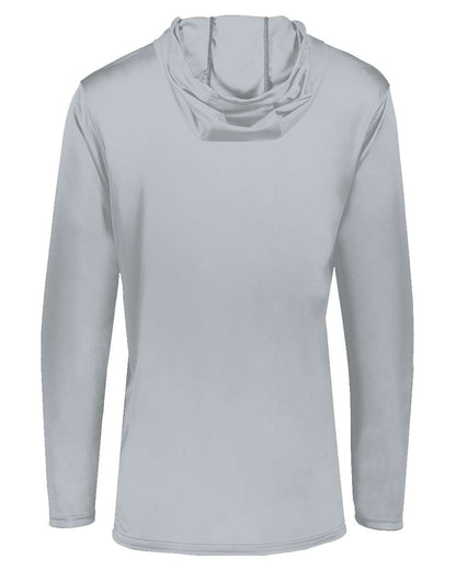 Holloway Youth Momentum Hooded Long Sleeve T-Shirt 222831 #color_Silver