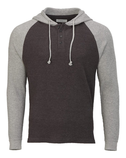 Boxercraft Unisex Waffle Knit Pullover Hooded Long Sleeve T-Shirt BM3702 #color_Charcoal/ Oxford Heather