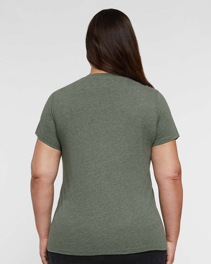 LAT Women's Curvy Collection Fine Jersey V-Neck Tee 3817 #colormdl_Bamboo Blackout