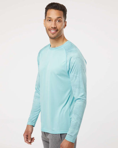 Paragon Unisex Cayman Performance Camo Colorblocked Long Sleeve T-Shirt 216 #colormdl_Aqua Blue