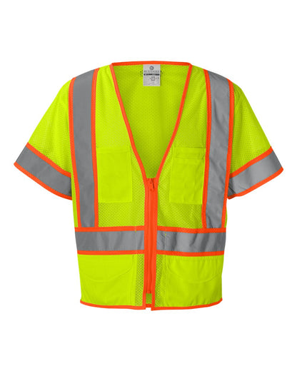 Kishigo Unisex Ultra-Cool™ Six-Pocket Mesh Surveyor’s Vest 1242-1243 #color_Lime