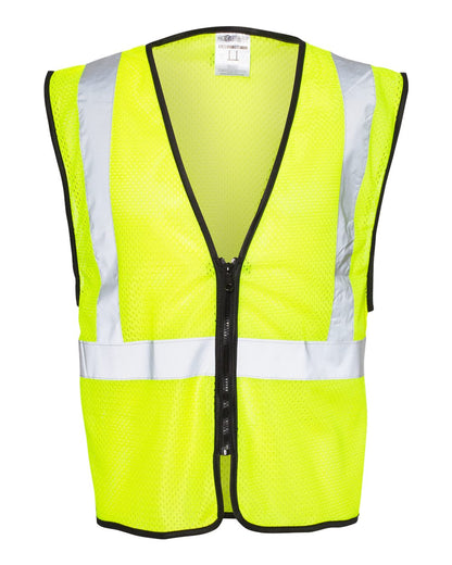 Kishigo Unisex Zippered Mesh Economy Class 2 Vest 1547-1548 #color_Lime