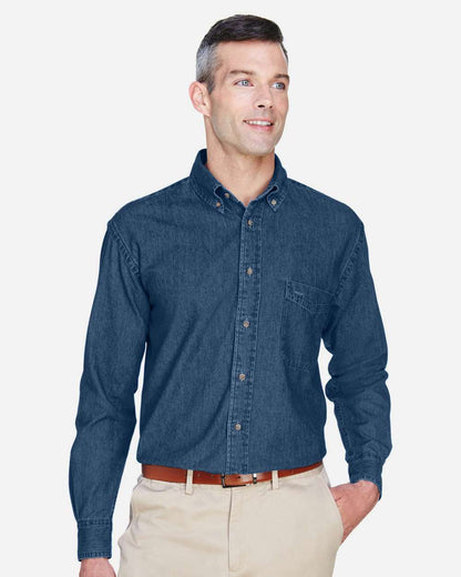 Harriton Men's Tall Denim Shirt M550T #colormdl_Dark Denim