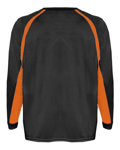 Badger Youth B-Core Hook Long Sleeve T-Shirt 2154 #color_Black/ Burnt Orange