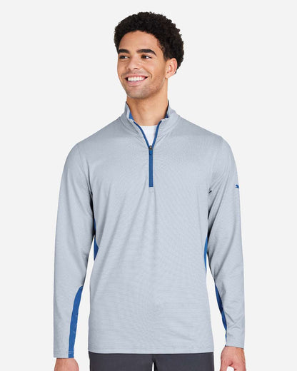 Puma Golf Men's Mesa Stripe Quarter-Zip Pullover PG410 #colormdl_Lake Blue/ Bright White