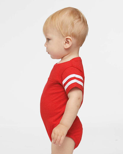 Rabbit Skins Infant Football Fine Jersey Bodysuit 4437 #colormdl_Vintage Red/ White