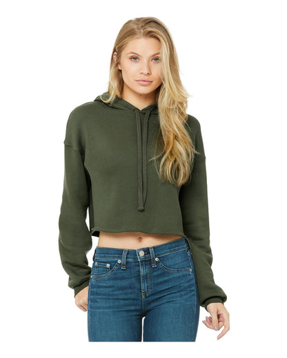 BELLA + CANVAS Women's Crop Fleece Hoodie 7502 #color_Military Green