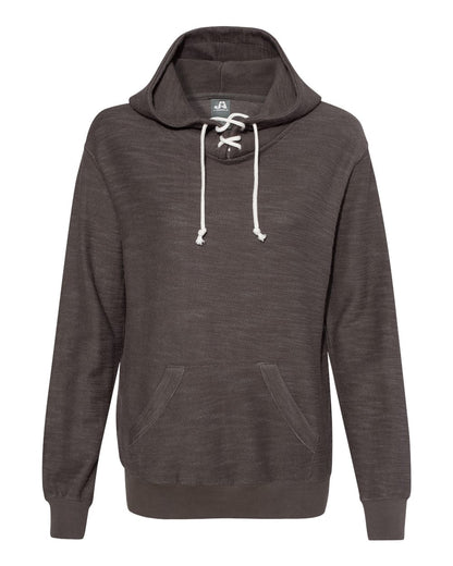 J. America Women’s French Terry Sport Lace Scuba Hooded Sweatshirt 8694 #color_Charcoal