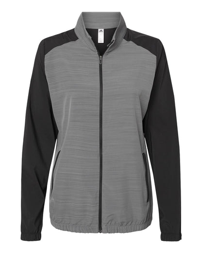 Adidas Women's Heather Block Full-Zip Windshirt A547 #color_Black/ Black Heather