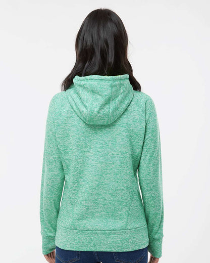 J. America Women’s Cosmic Fleece Hooded Sweatshirt 8616 #colormdl_Emerald/ Neon Yellow