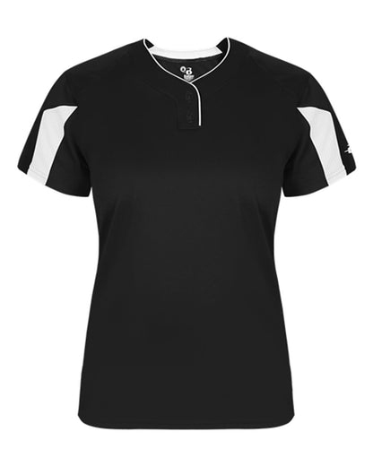 Alleson Athletic Women's Striker Placket 6176 #color_Black/ White