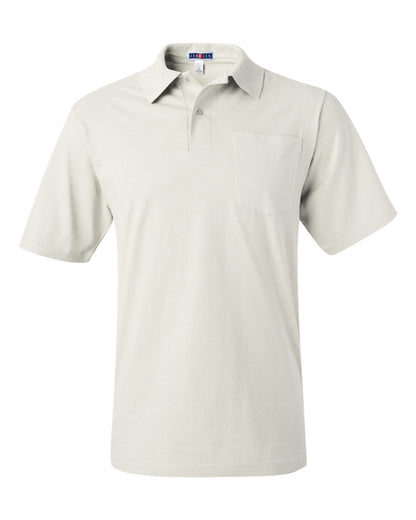 JERZEES Men's SpotShield® 50/50 Polo with Pocket 436MPR #color_White
