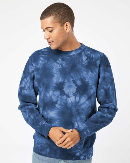 Independent Trading Co. Midweight Tie-Dyed Crewneck Sweatshirt PRM3500TD #colormdl_Tie Dye Navy