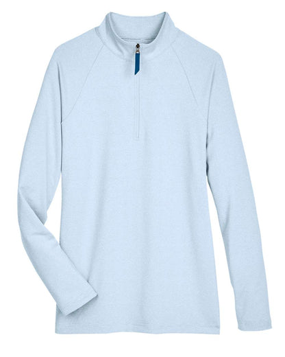 Devon & Jones Women's CrownLux Performance® Clubhouse Micro-Stripe Quarter-Zip Pullover DG480W #color_Ocean Blue