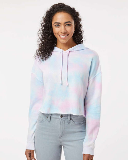 Independent Trading Co. Women’s Lightweight Crop Hooded Sweatshirt AFX64CRP #colormdl_Tie Dye Cotton Candy