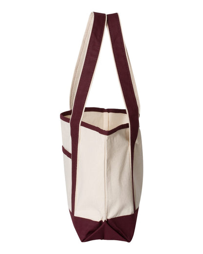 Q-Tees 20L Small Deluxe Tote Q125800 #color_Natural/ Maroon