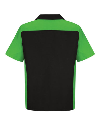 Red Kap Men's Short Sleeve Automotive Crew Shirt SY20 #color_Black/ Lime