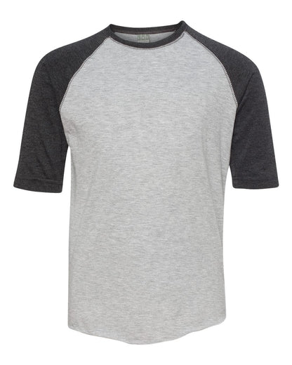 LAT Youth Baseball Fine Jersey Three-Quarter Sleeve Tee 6130 #color_Vintage Heather/ Vintage Smoke