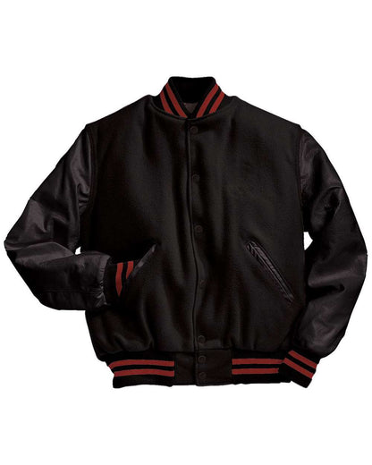 Holloway Men's Varsity Wool Jacket 224183 #color_Black/ Black/ Scarlet