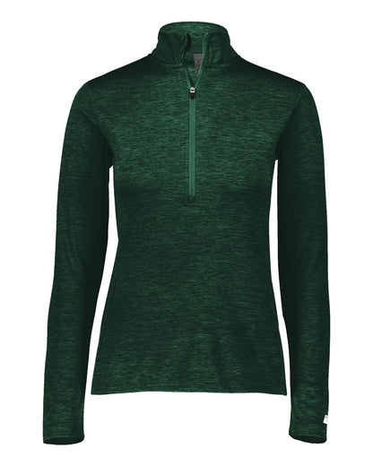 Russell Athletic Women's Striated Quarter-Zip Pullover QZ7EAX #color_Dark Green