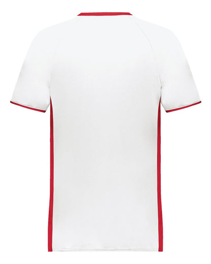 Augusta Sportswear Cutter V-Neck Jersey 6907 #color_White/ Scarlet