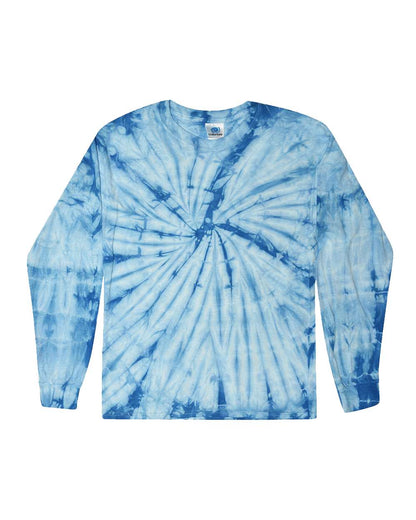 Colortone Youth Tie-Dyed Long Sleeve T-Shirt 2000Y #color_Spider Baby Blue